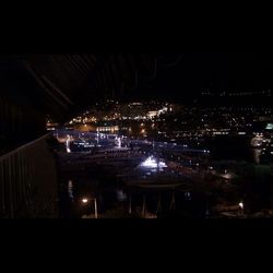 View of illuminated city at night