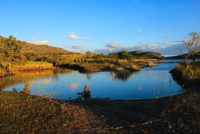 Scenic view of lake against sky