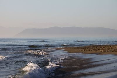 Scenic view of sea against sky during sunset