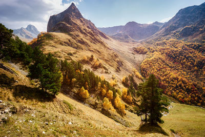 Scenic view of mountains against sky