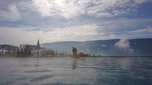 Swimming pool against sky