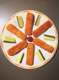 High angle view of fruit salad in plate