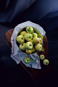 High angle view of fruits in basket