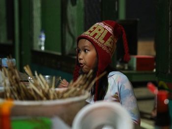 Girl in restaurant