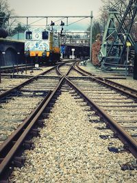 Railroad tracks on railroad track