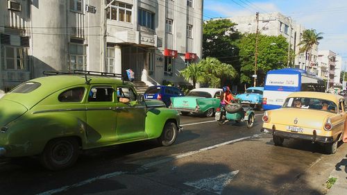 Cars on street in city