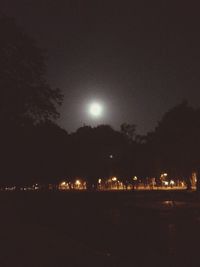 Illuminated trees against sky at night