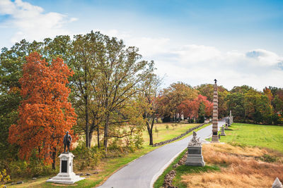 American civil war monuments down doubleday road on the north side of gettysburg pa battlefield