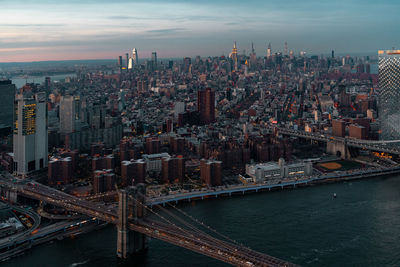 High angle view of buildings at waterfront