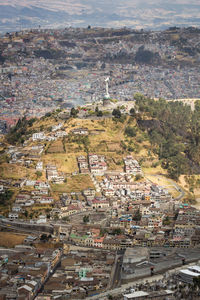 High angle view of buildings in city