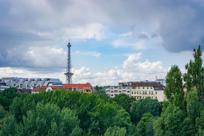 View of city against cloudy sky