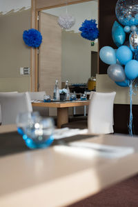 Balloons on table at home