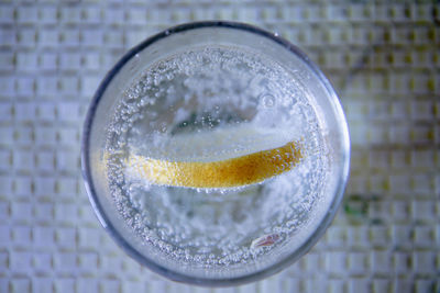 Directly above shot of water in glass