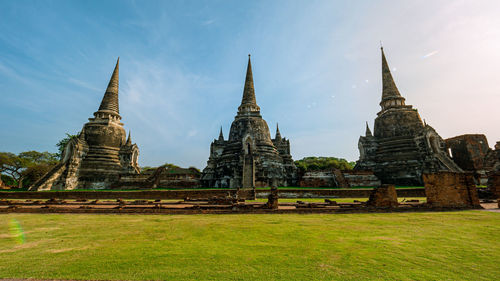 Old temple building against sky