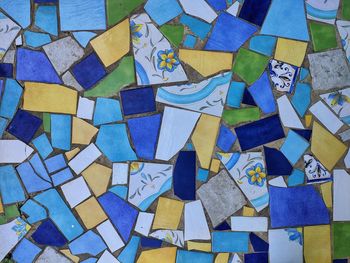 High angle view of multi colored pattern on floor