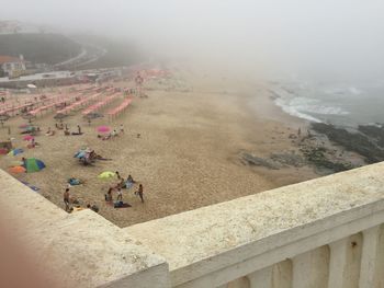 High angle view of people on land