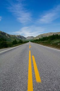 Surface level of road against sky