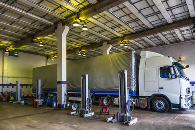 Semi-truck at distribution warehouse