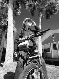 Portrait of woman riding motorcycle