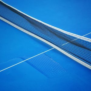 High angle view of swimming pool against blue sky