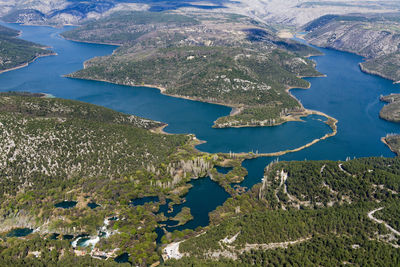 Aerial view of the confluence of krka and cikola river
