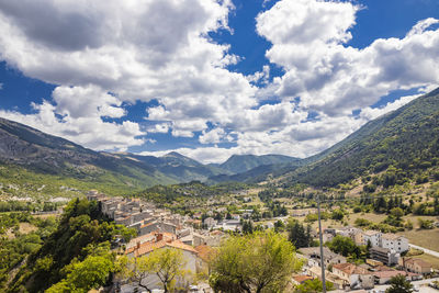 High angle view of townscape against sky