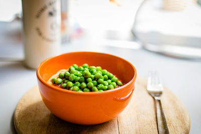 Close-up of salad in bowl on table