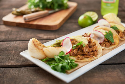 Close-up of food on tray