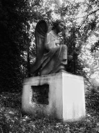 Statue of angel in cemetery