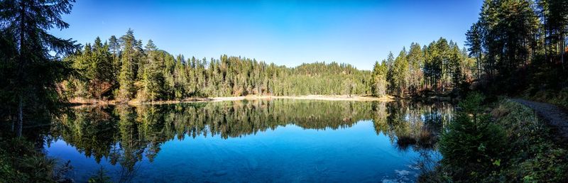 Scenic view of lake against blue sky