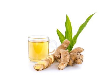 Close-up of drink against white background