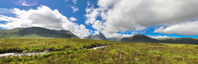 Scenic view of landscape against cloudy sky