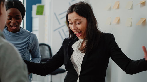 Business colleagues working at office