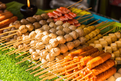 High angle view of vegetables for sale in market