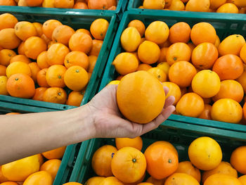 High angle view of fruits for sale at market