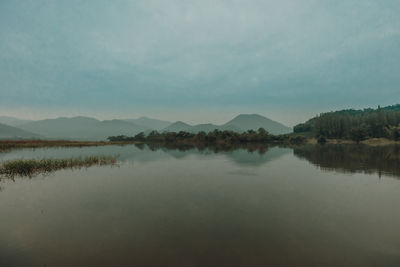 Scenic view of lake against sky