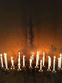 Close-up of illuminated candles