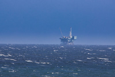 Scenic view of sea against blue sky