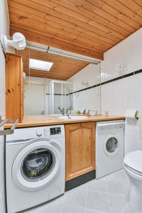 View of washing machine at bathroom