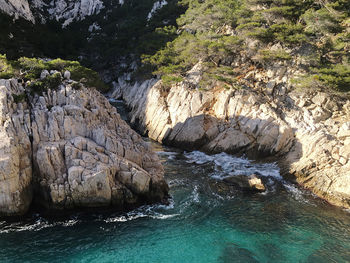 Rock formation in sea