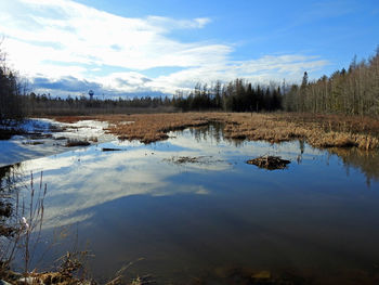 Scenic view of lake against sky