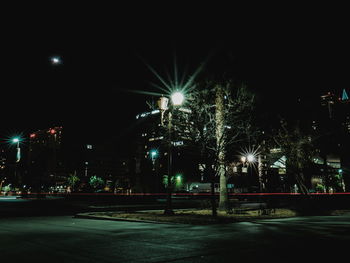 Illuminated street light at night