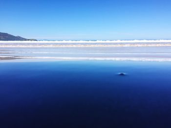 Scenic view of sea against blue sky