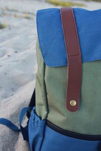 Close-up of blue umbrella