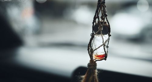 Close-up of rope tied on metal