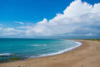 Scenic view of sea against cloudy sky