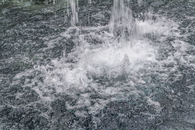 High angle view of water flowing on land