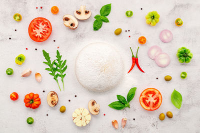 High angle view of fruits on table