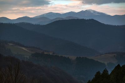 Scenic view of mountains against sky