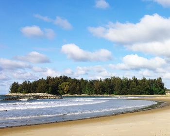 Scenic view of beach against sky